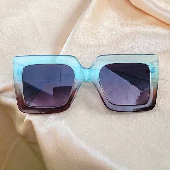 Ombre Sunglasses Square Frame Beautiful Sunglasses Radiant Brown and Blue - Picture 7 of 14